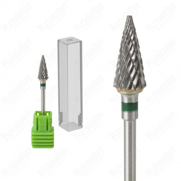 Твердосплавная фреза острый конус (зеленая)