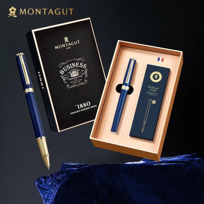 Ручка -ролер Montagut 1880  в наборі у темно-синьому кольорі