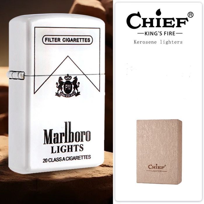 Бензинова запальничка Chief «Marlboro Lights» — Флуоресцентний матовий корпус