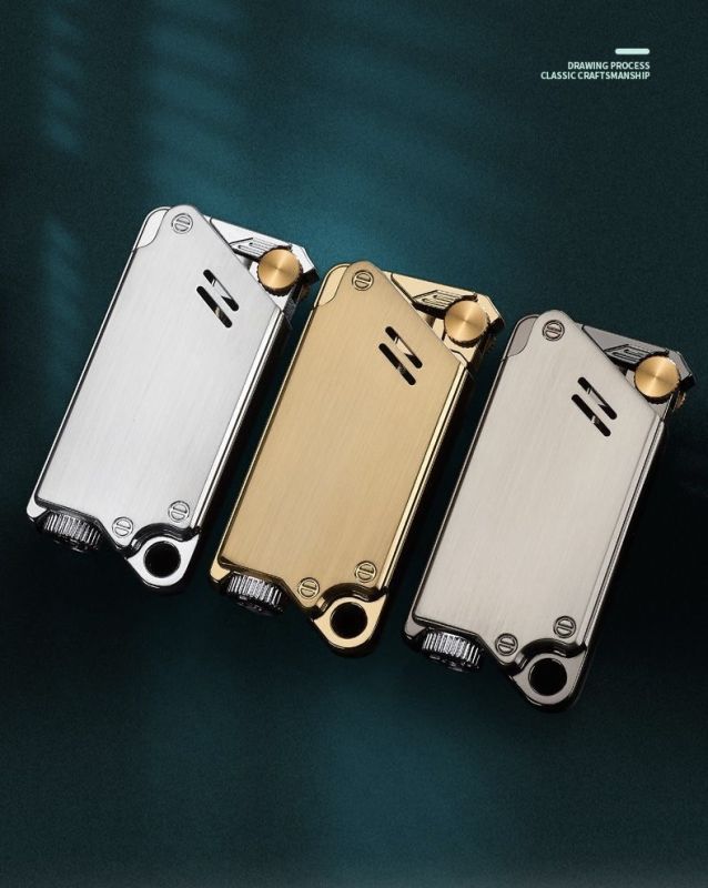 Газова турбо-запальничка FOCUS у стилі Industrial / Steampunk  хром