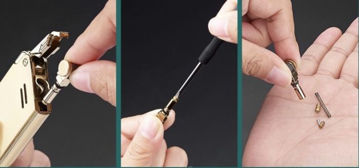 Газова турбо-запальничка FOCUS у стилі Industrial / Steampunk темний хром