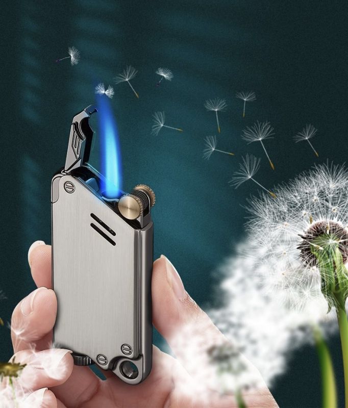 Газова турбо-запальничка FOCUS у стилі Industrial / Steampunk  хром