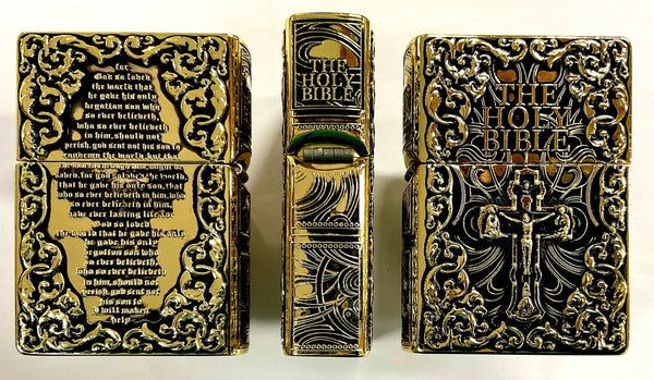 Бензинова запальничка Zorro «The Holy Bible» (Святе Письмо) – Колекційне видання Золотиста