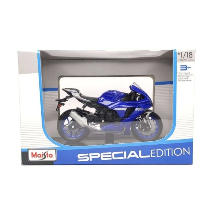 Колекційна модель мотоцикла Yamaha YZF-R1 (2021) — Масштаб 1:18 (Maisto) синя