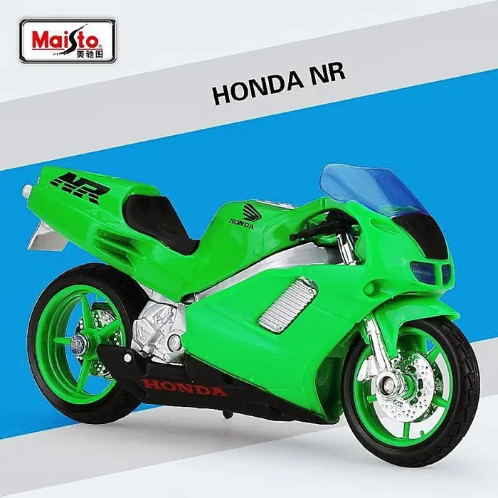 Колекційна модель мотоцикла Honda NR (Scale 1:18) від Maisto неоново зелений
