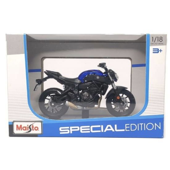 Колекційна модель мотоцикла Yamaha MT-07 (2018) — Maisto 1:18 Special Edition Blue з матовими чорними деталями