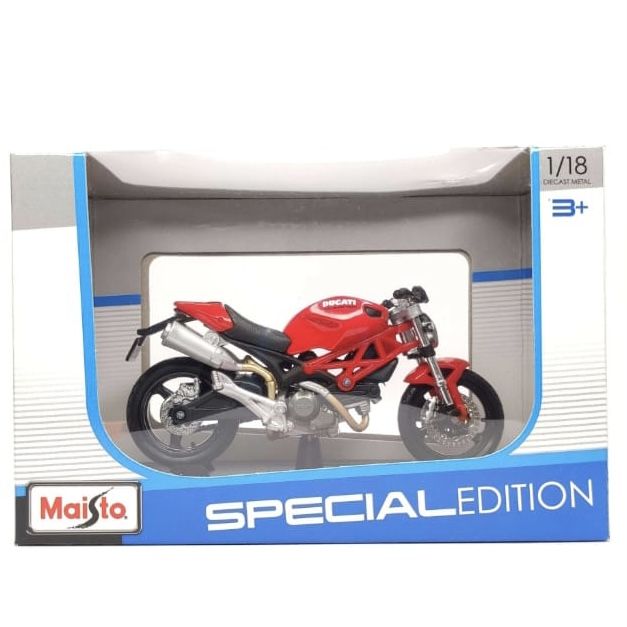 Колекційна модель мотоцикла Maisto Ducati Monster 696 (Масштаб 1:18) яскраво-червоний