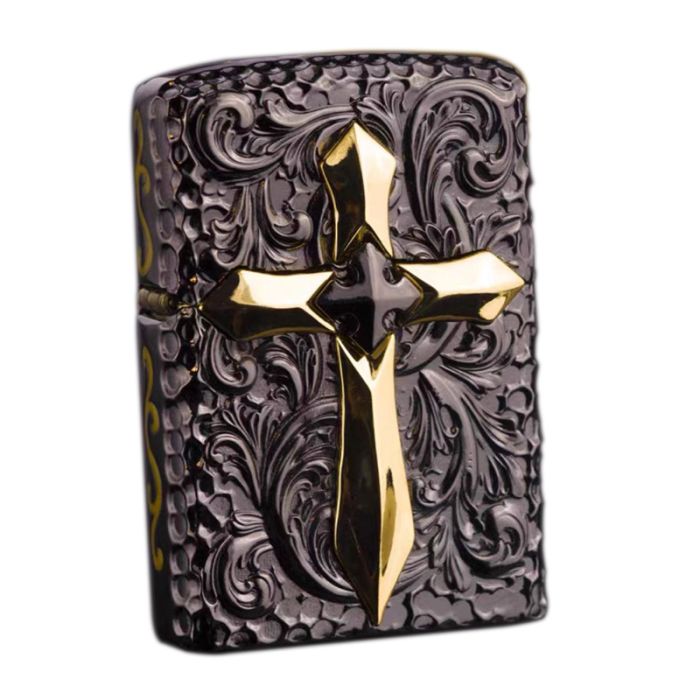 Бензинова запальничка Zippo Armor Custom "Golden Cross" (Золотий Хрест) з глибоким гравіюванням у подарунковій коробці
