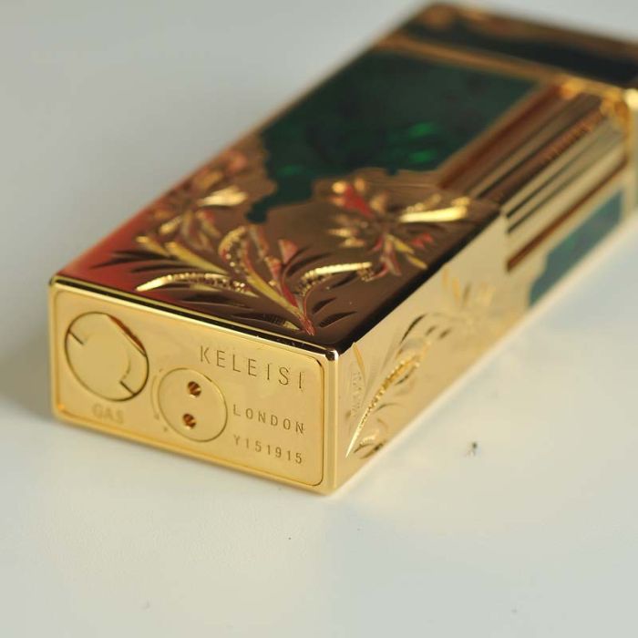 Газова запальничка  преміум-класу KELEISI з художнім гравіюванням Black & Gold