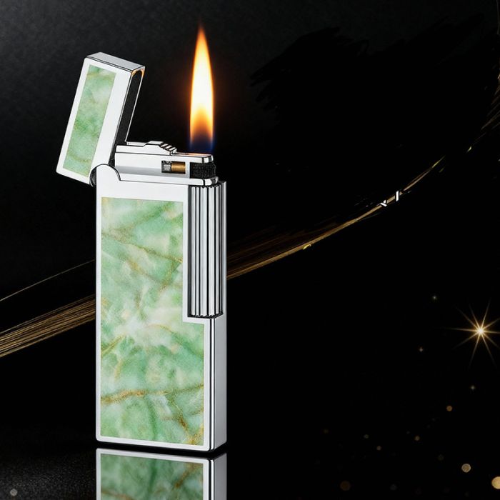 Елегантна Газова Запальничка  HYMRS "Good Luck" — Ізумрудний  Мармур та Хром