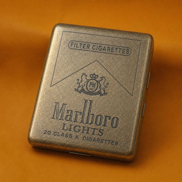 Портсигар металевий Gvipaі "Marlboro Lights" на 20 сигарет (під бронзу)