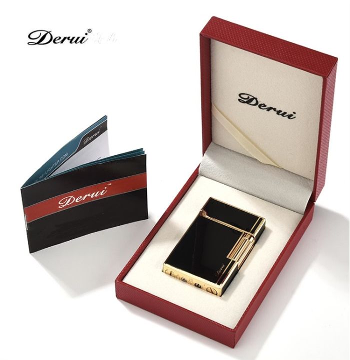 Елітна газова запальничка Derui R-09 Classic Black & Gold з фірмовим кліком