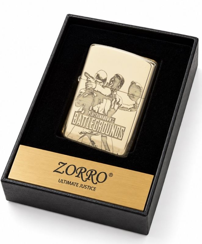 Бензинова латунна запальничка Zorro в оригінальному дизайні за мотивами культової гри «PlayerUnknown's Battlegrounds (PUBG)"