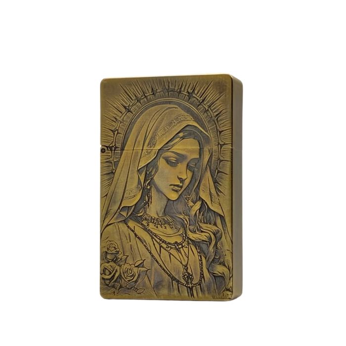 Елітна бензинова запальничка Koji «Свята Марія / Діва Марія», масивна латунь  (у подарунковій коробці)
