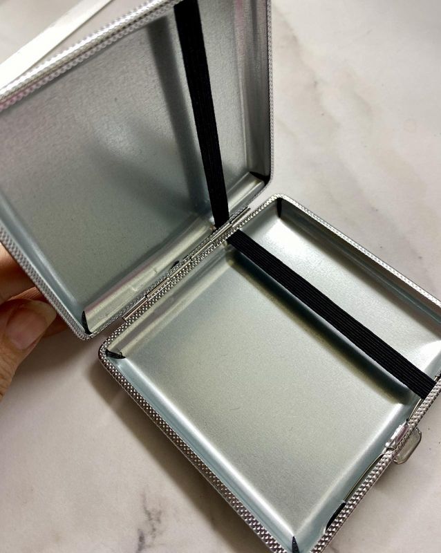 Портсигар металевий Chrome Hearts з екошкірою (на 20 сигарет), чорний з хрестом