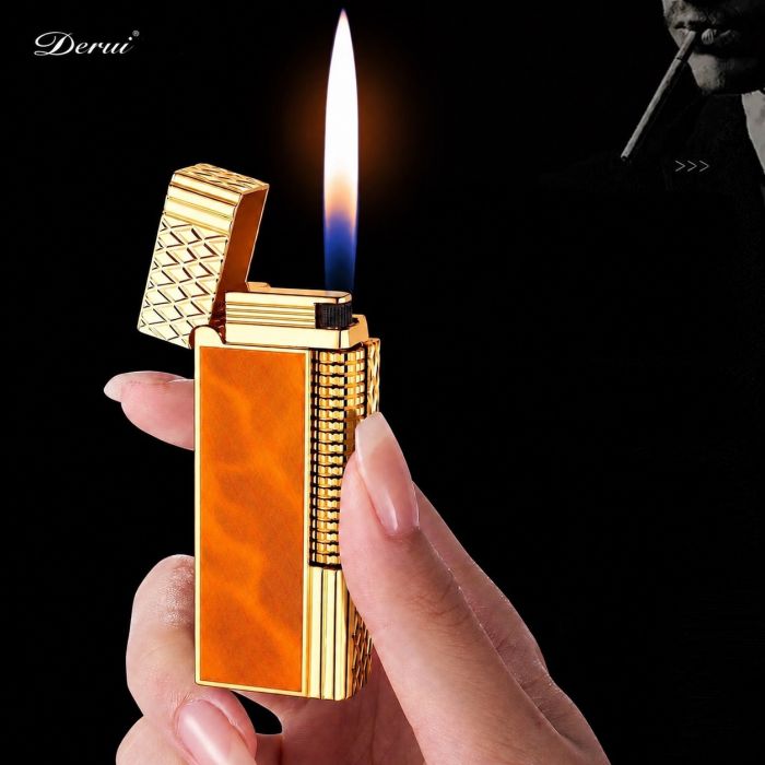 Елітна газова запальничка Derui в стилі Dupont (Помаранчева з золотом)