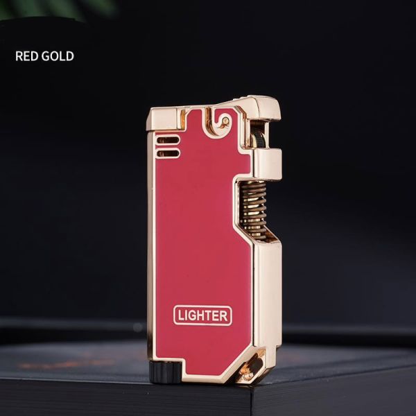 Газова запальничка з класичним полум'ям у стилі ретро Red Gold (червоний із золотом)