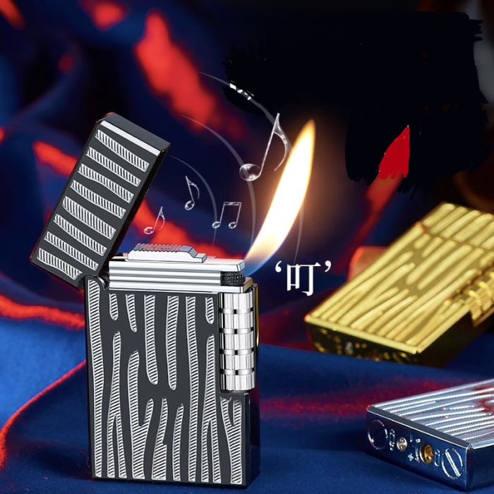 Елегантна газова запальничка Classic Lighter з фірмовим кліком (Black/Silver)
