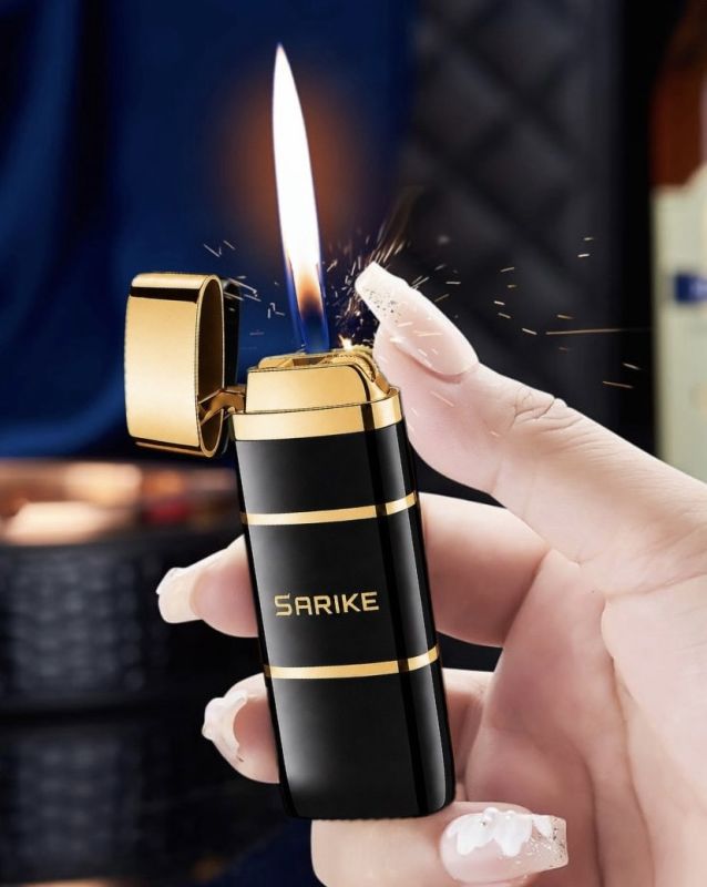 Елегантна газова кремнієва запальничка Sarike (Black&Gold)