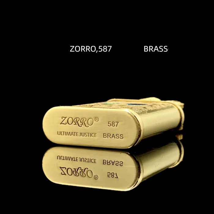 Бензинова запальничка ZORRO 587 Brass у стилі Репід / Стімпанк з інкрустацією перламутром (Camel / Bear)
