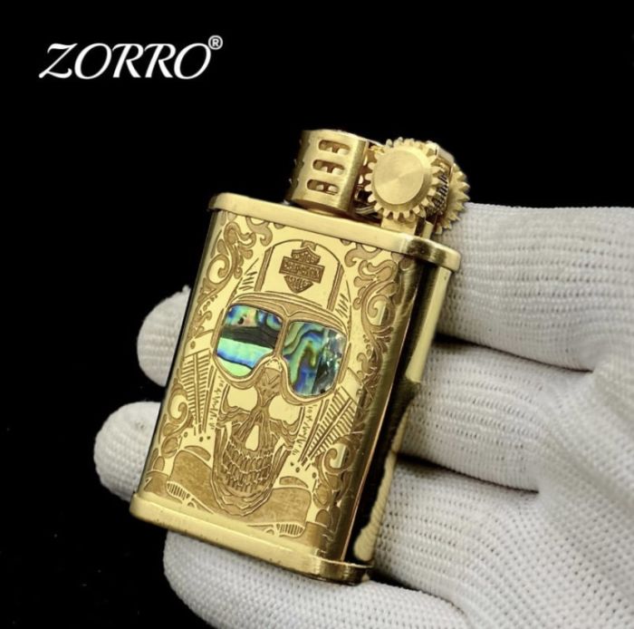 Запальничка бензинова Zorro 587 "Лютій Череп" у стилі стімпанк (Латунь)