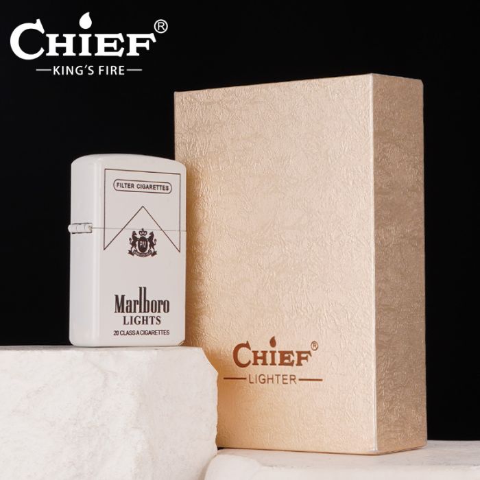 Бензинова запальничка Chief «Marlboro Lights» — Флуоресцентний матовий корпус