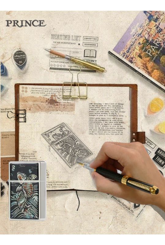 Бензинова запальничка Prince «Golden Koi» Короп Кої (Made in Japan)