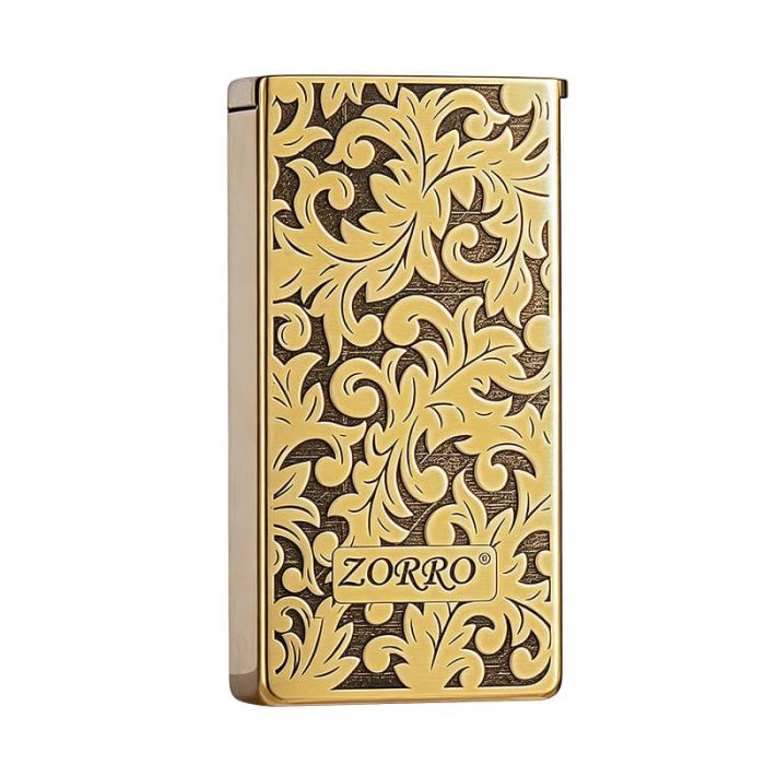 Колекційна бензинова запальничка Zorro  з рослинним ораментом "Limited Edition" (Латунь)