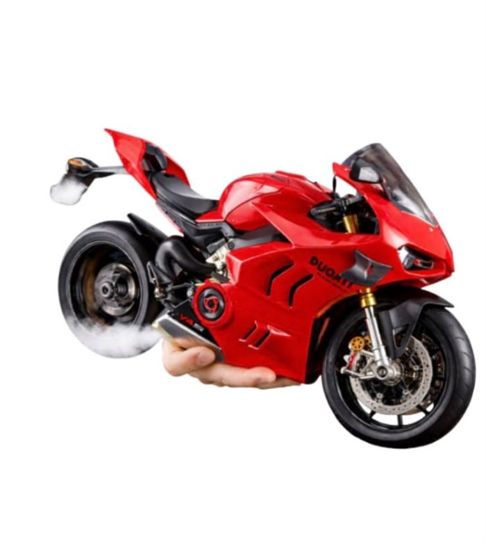 Інтерактивний колекційний мотоцикл Ducati Panigale V4 S (1:6) колір червоний з ефектом диму, світлом і звуком