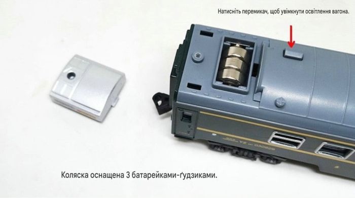 Великий ігровий набір залізниці FENFA «Dongfeng 4B» з підсвічуванням вагонів, звуковими ефектами та акумуляторами у комплекті