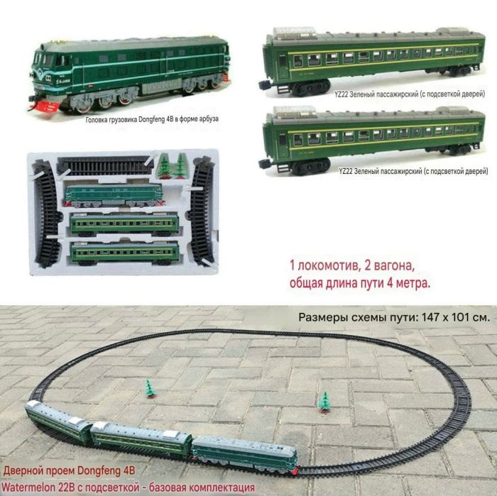 Залізниця FENFA «Класичний експрес» з локомотивом,з 2 вагонами(відчиняються двері та є внутрішнє освітлення), на акумуляторі