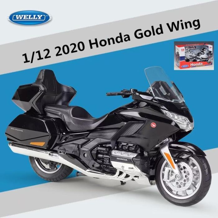 Колекційна масштабна модель мотоцикла Welly 1:12 2020 Honda GL1800 Gold Wing (колір Gloss Black)