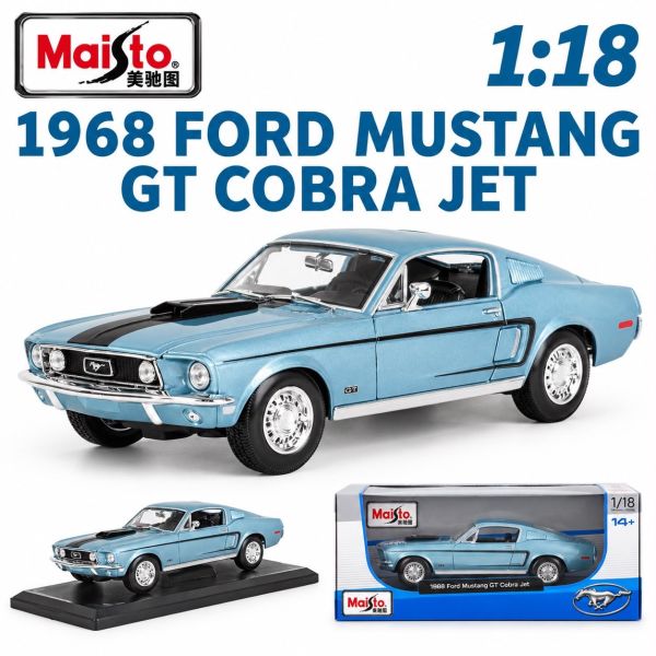 Легенда американського автопрому: Колекційна модель 1968 Ford Mustang GT Cobra Jet (1:18) від Maisto