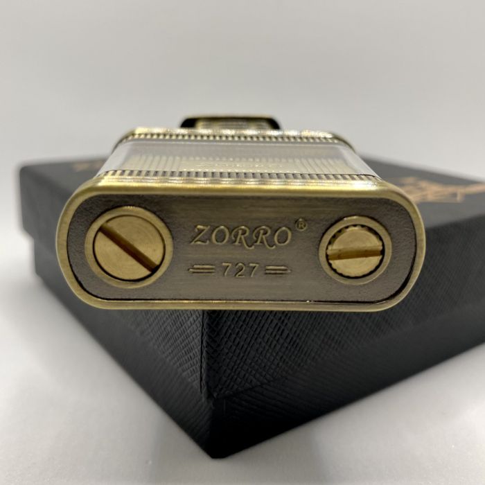 Бензинова Запальничка ZORRO Антична Бронза в прозорому корпусі