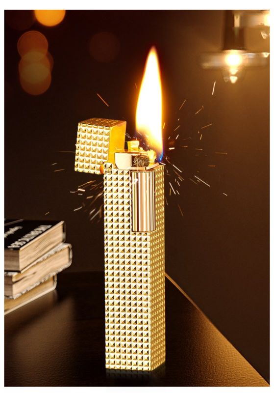 Ексклюзивна Бензинова Запальничка Derui фактурна золотиста