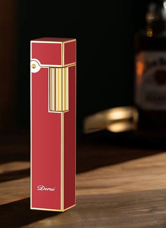 Вишукана Бензинова Запальничка Derui – Елегантність у Червоному та Золотому