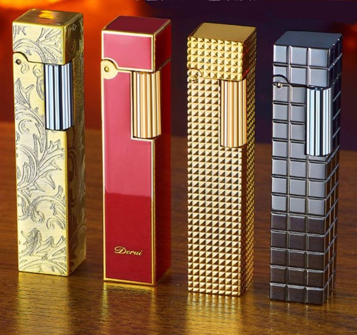 Вишукана Бензинова Запальничка Derui – Елегантність у Червоному та Золотому
