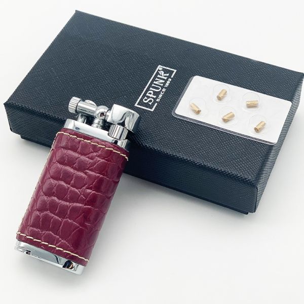 Газова запальничка SPUNK шкіряна бордо під крокодила