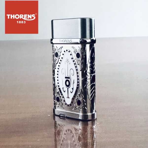 Розкішна срібна газова запальничка THORENS з візерунками