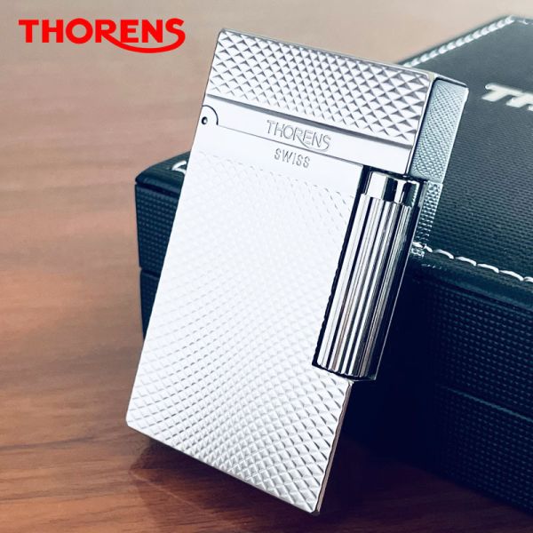 Газова запальничка Thorens з витонченим рельєфним візерунком колір срібло